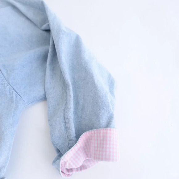 Vintage Green Village Blue Chambray Button  Down Jacket 40 - Picture 13 of 16